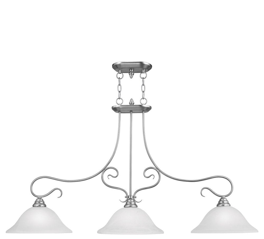 Nickel Three Light Metal Dimmable Chandelier With Shades