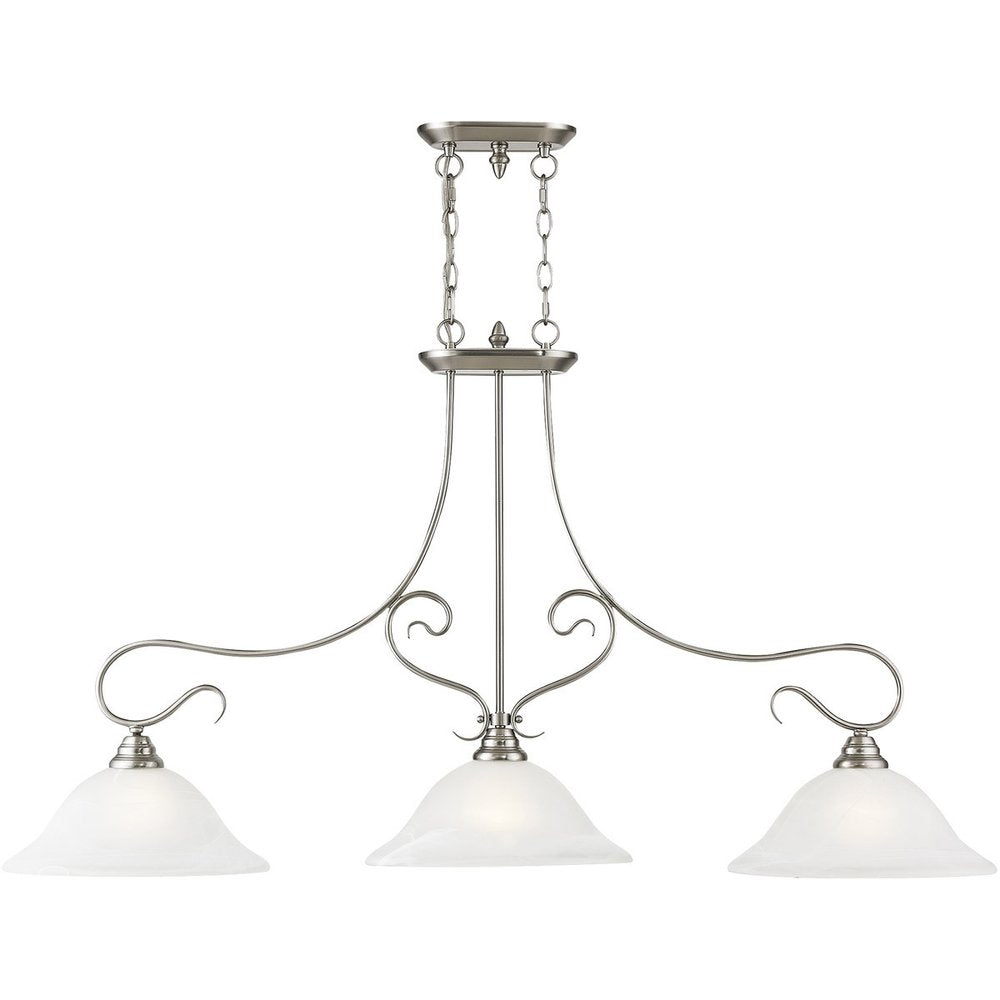 Nickel Three Light Metal Dimmable Chandelier With Shades