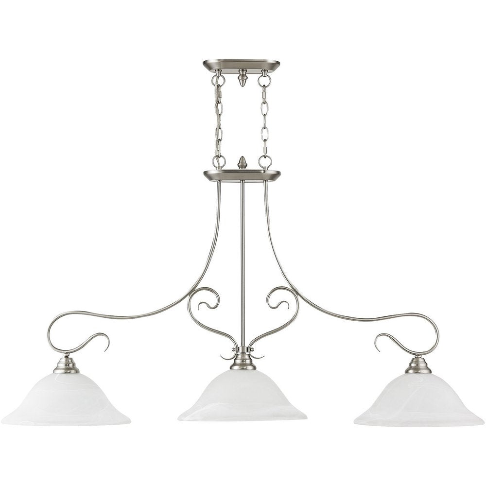 Nickel Three Light Metal Dimmable Chandelier With Shades