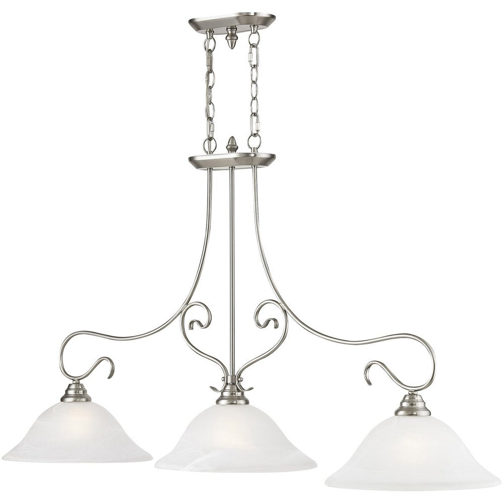 Nickel Three Light Metal Dimmable Chandelier With Shades
