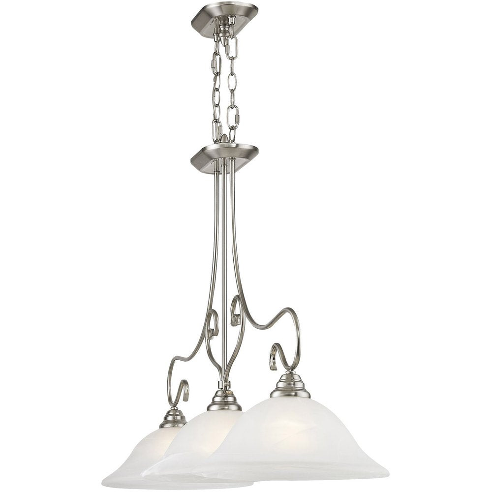 Nickel Three Light Metal Dimmable Chandelier With Shades