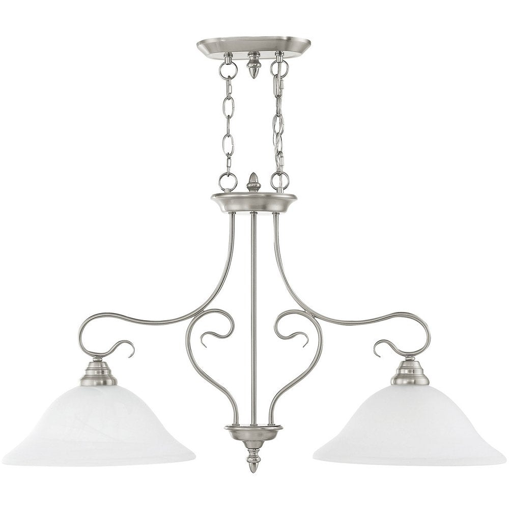 Nickel Two Light Metal Dimmable Chandelier With Shades