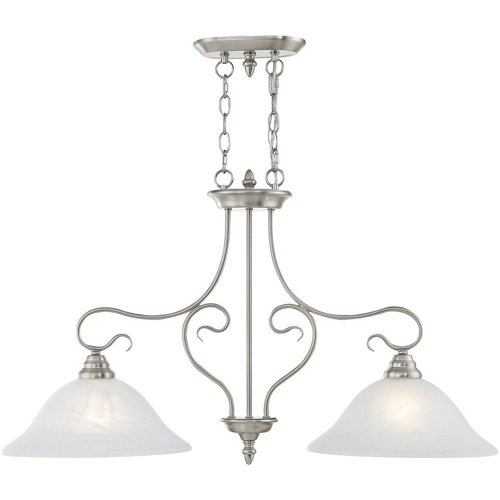 Nickel Two Light Metal Dimmable Chandelier With Shades