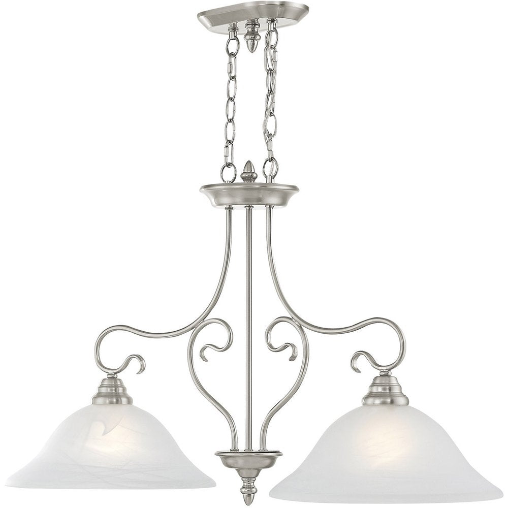 Nickel Two Light Metal Dimmable Chandelier With Shades