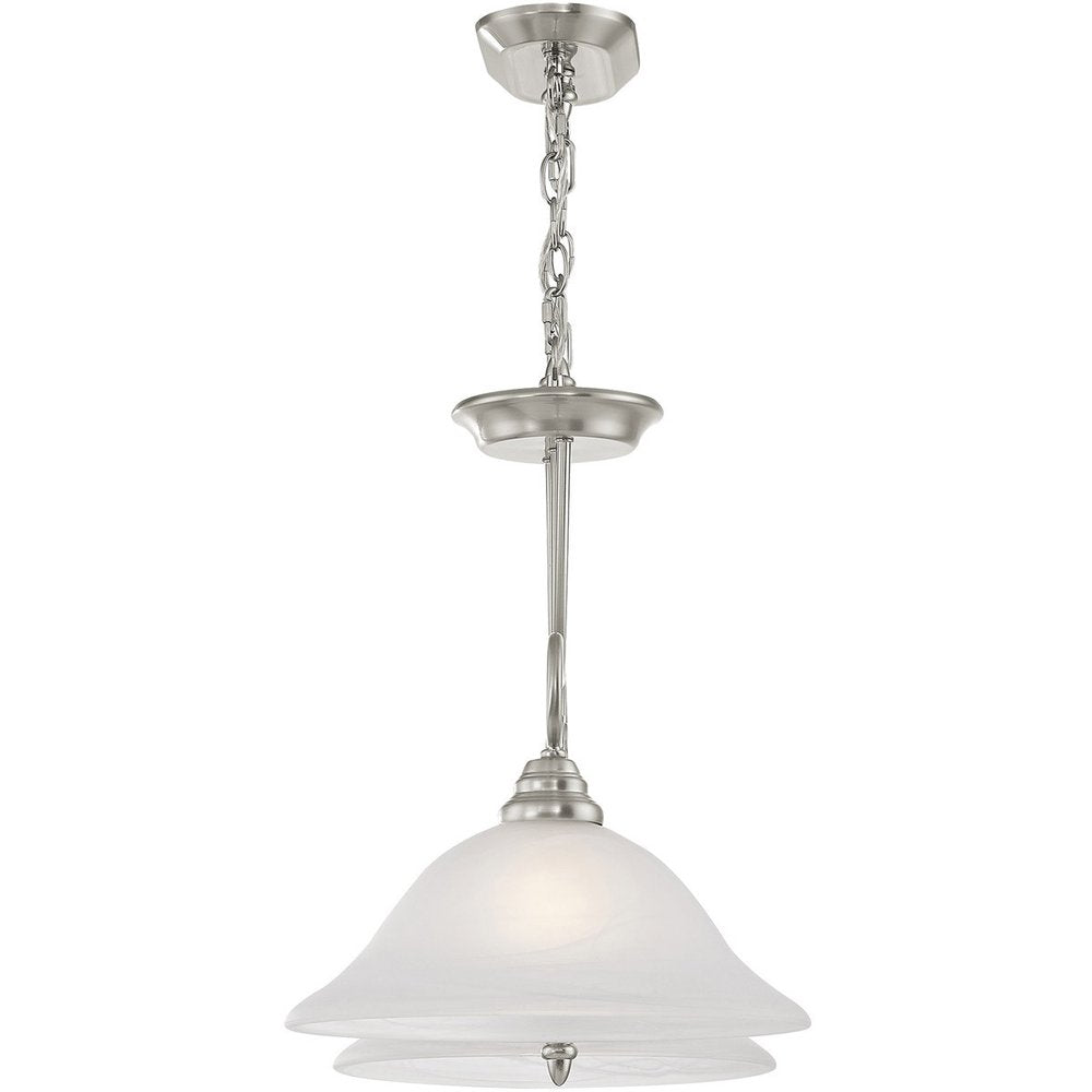 Nickel Two Light Metal Dimmable Chandelier With Shades