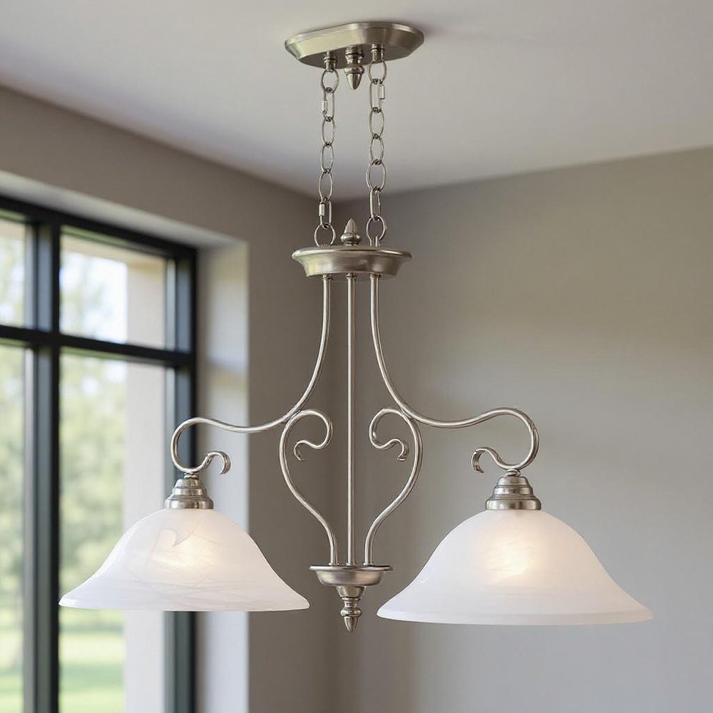 Two Light Dimmable Chandelier With Shades