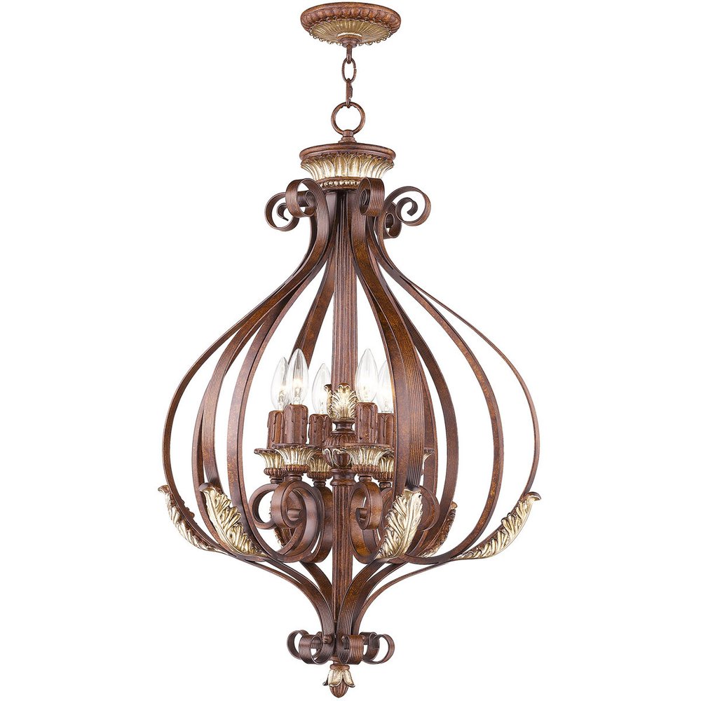 Six Light Dimmable Chandelier With Shades