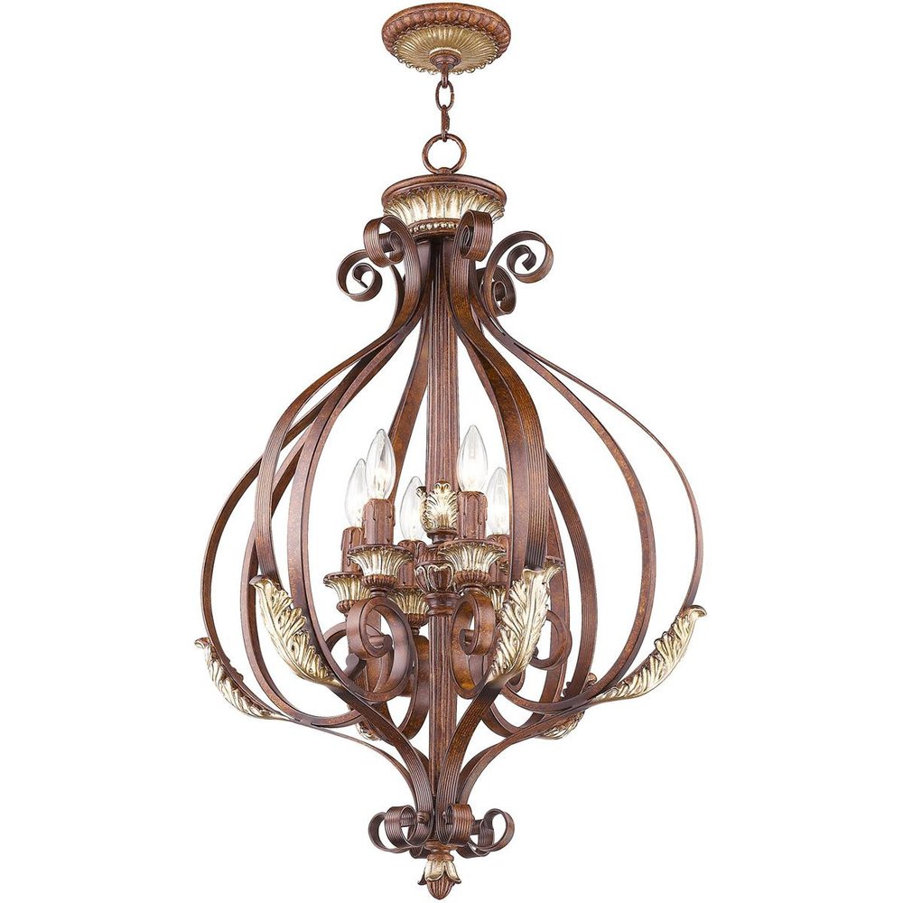 Six Light Dimmable Chandelier With Shades