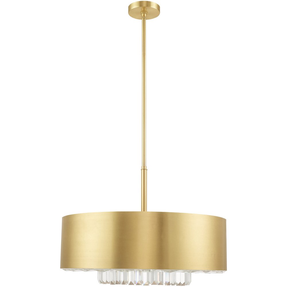 Brass Six Light Metal Dimmable Chandelier With Shades