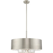 Nickel Six Light Metal Dimmable Chandelier With Shades