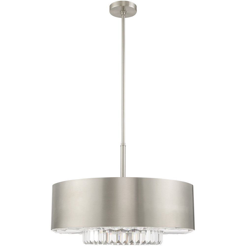 Nickel Six Light Metal Dimmable Chandelier With Shades