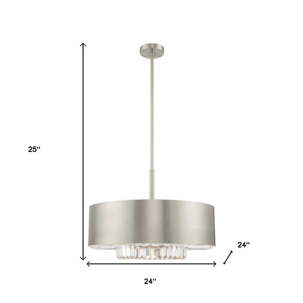 Nickel Six Light Metal Dimmable Chandelier With Shades