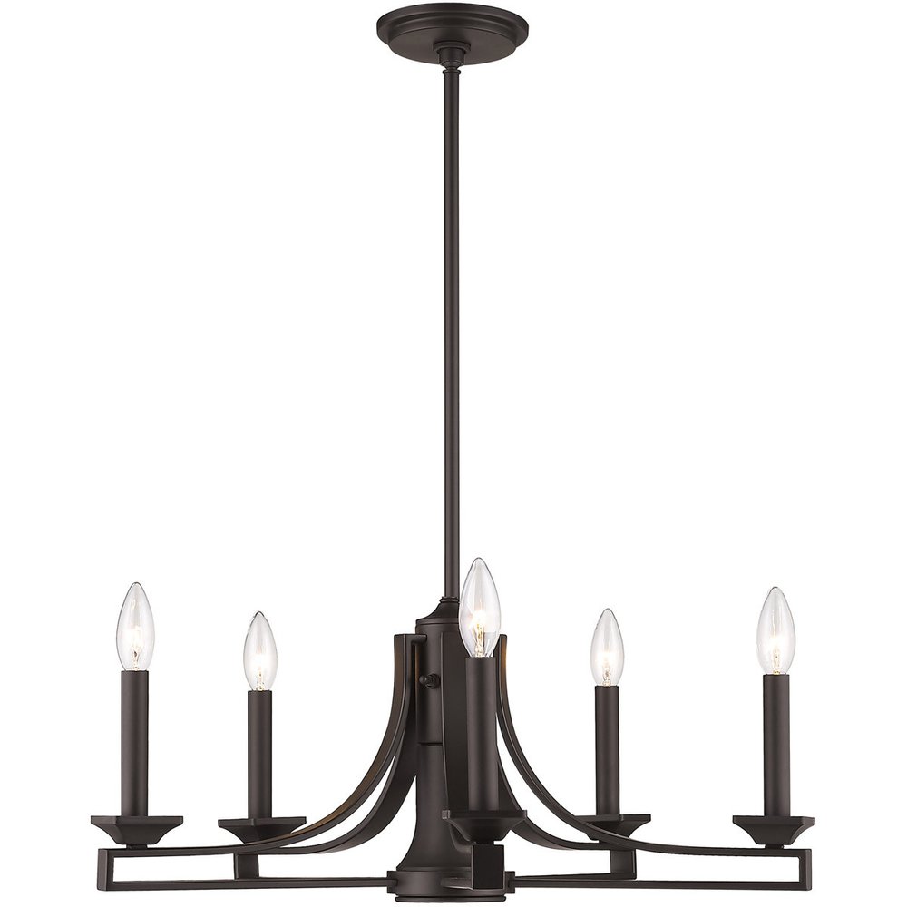 Bronze Six Light Metal Dimmable Chandelier With Shades