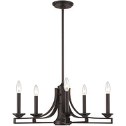 Bronze Six Light Metal Dimmable Chandelier With Shades
