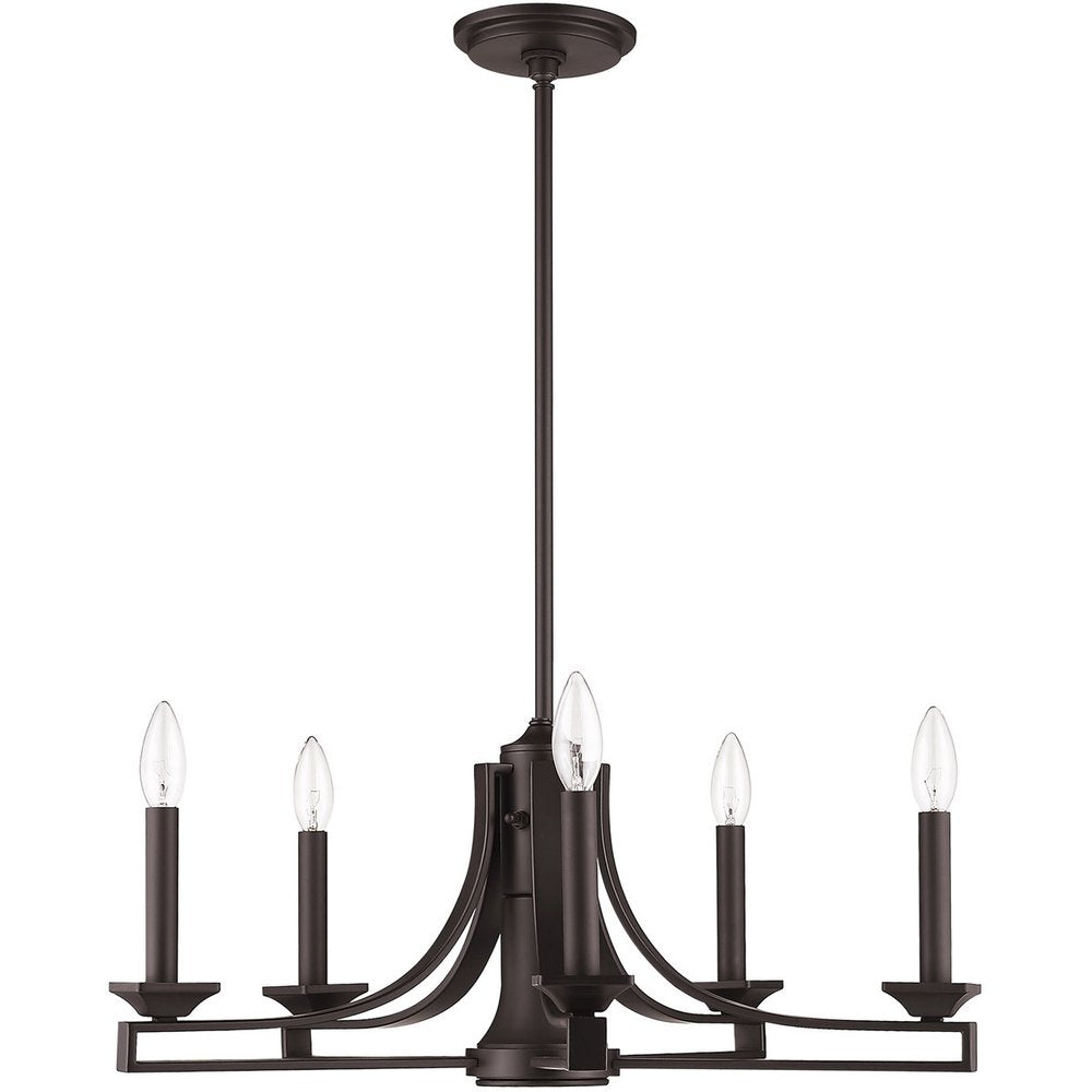 Bronze Six Light Metal Dimmable Chandelier With Shades
