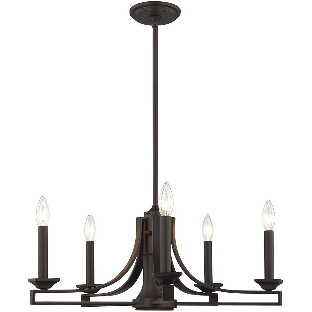 Bronze Six Light Metal Dimmable Chandelier With Shades