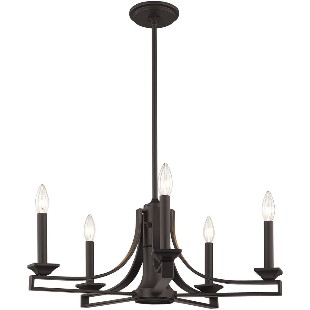Bronze Six Light Dimmable Chandelier With Shades