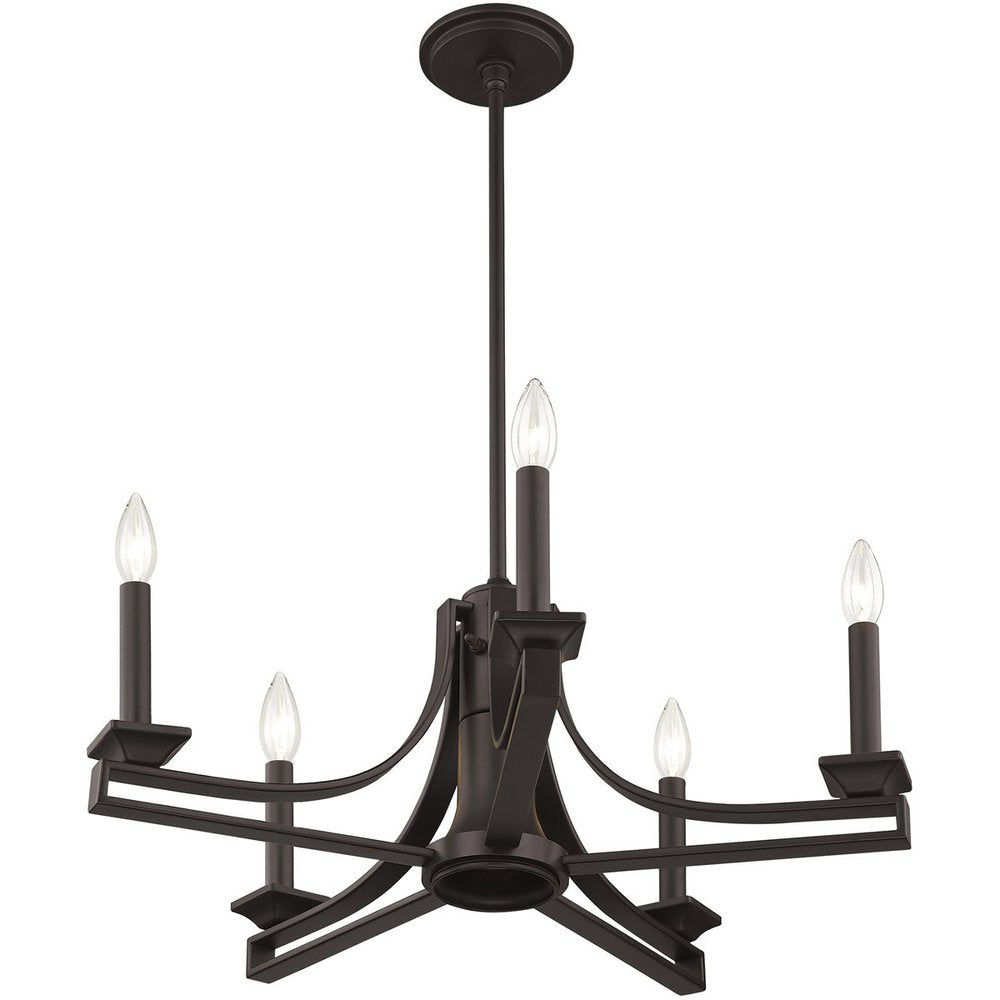 Bronze Six Light Dimmable Chandelier With Shades