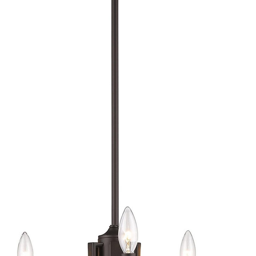 Bronze Six Light Metal Dimmable Chandelier With Shades