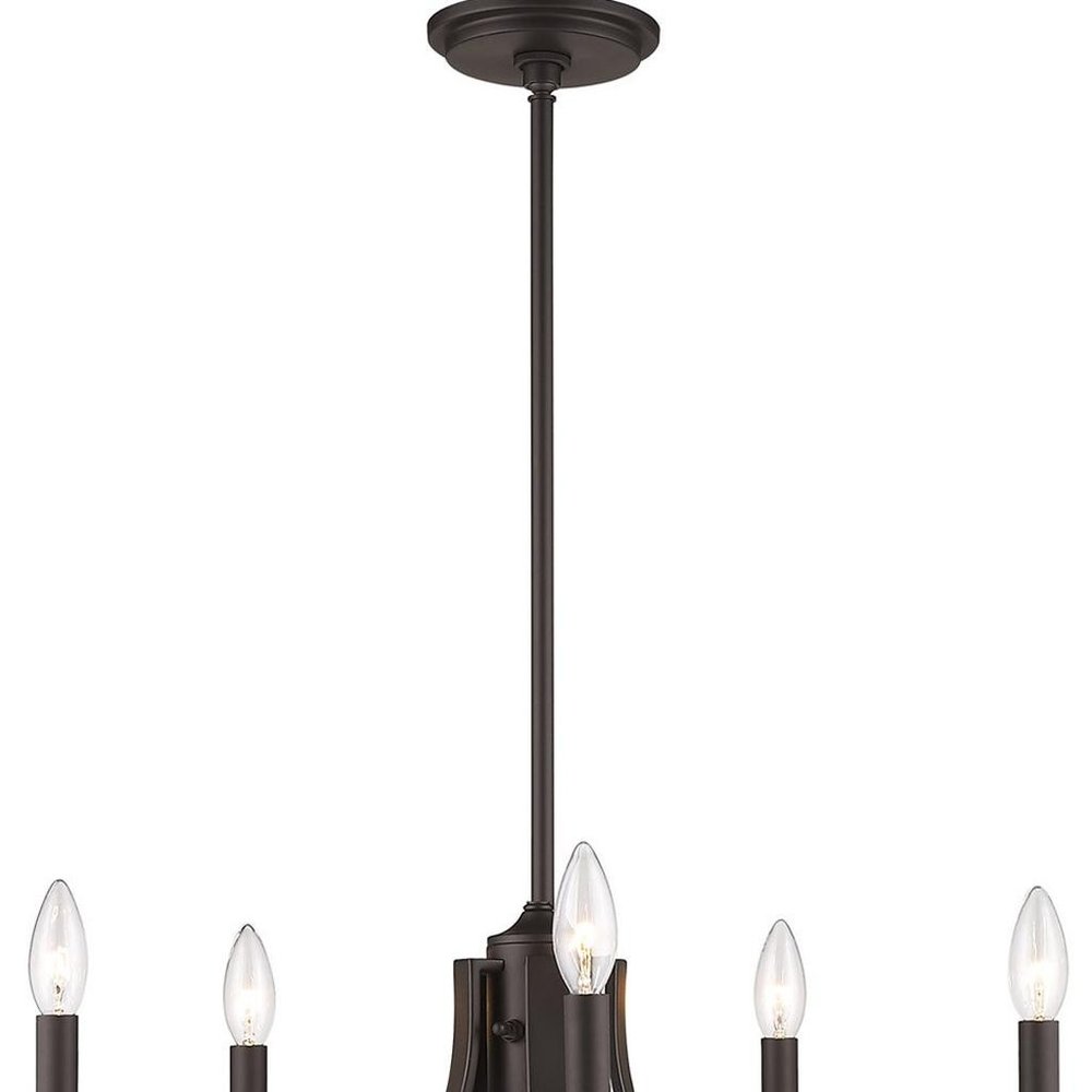 Bronze Six Light Metal Dimmable Chandelier With Shades