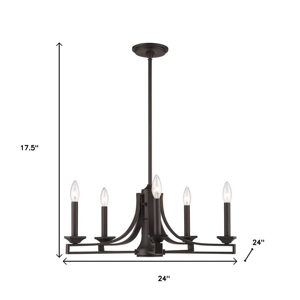 Bronze Six Light Metal Dimmable Chandelier With Shades