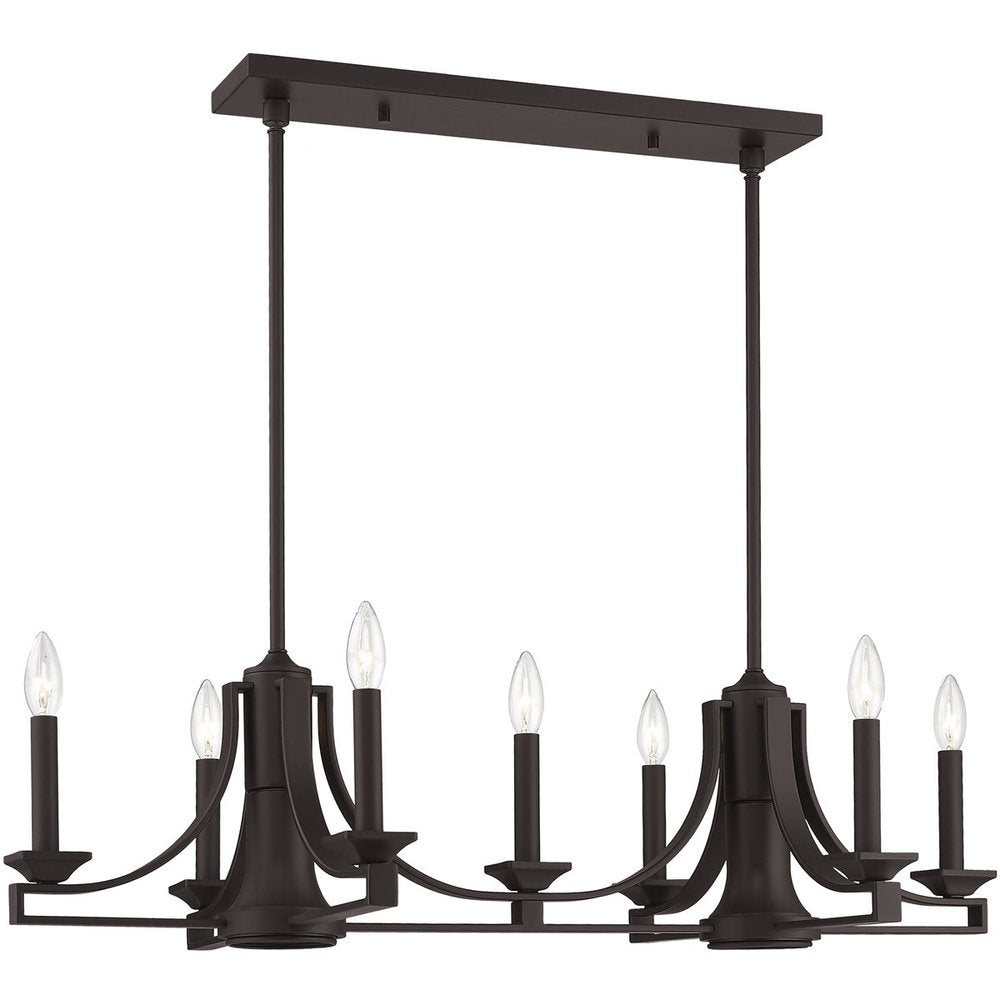 Bronze Nine Light Metal Dimmable Chandelier With Shades