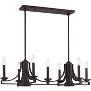 Bronze Nine Light Metal Dimmable Chandelier With Shades