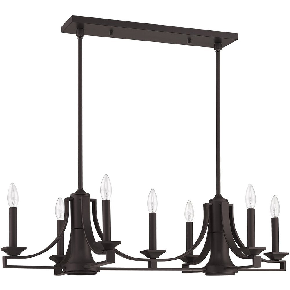 Bronze Nine Light Metal Dimmable Chandelier With Shades