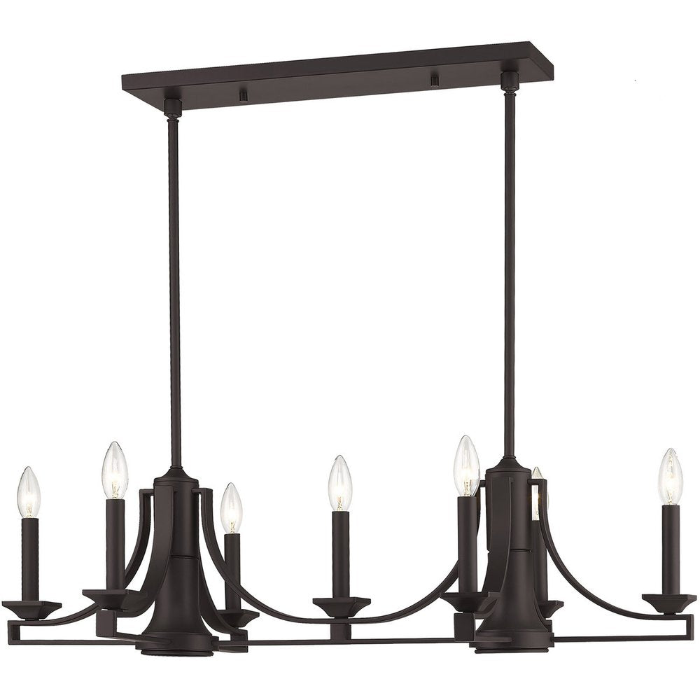 Bronze Nine Light Metal Dimmable Chandelier With Shades