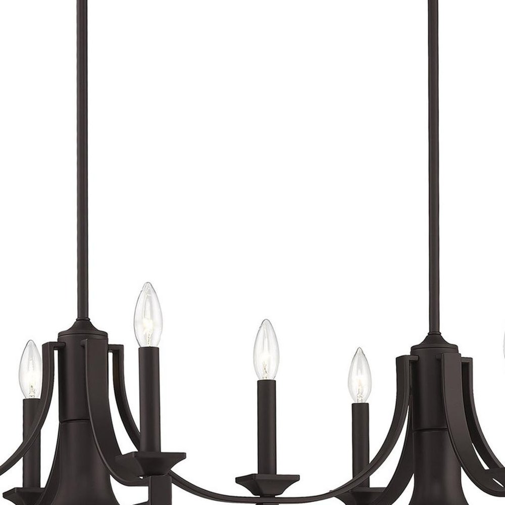 Bronze Nine Light Dimmable Chandelier With Shades