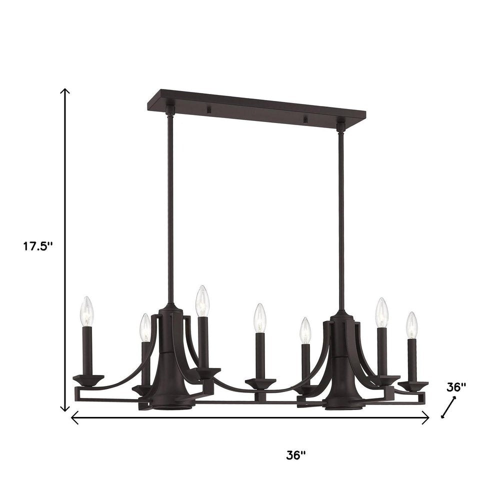 Bronze Nine Light Metal Dimmable Chandelier With Shades