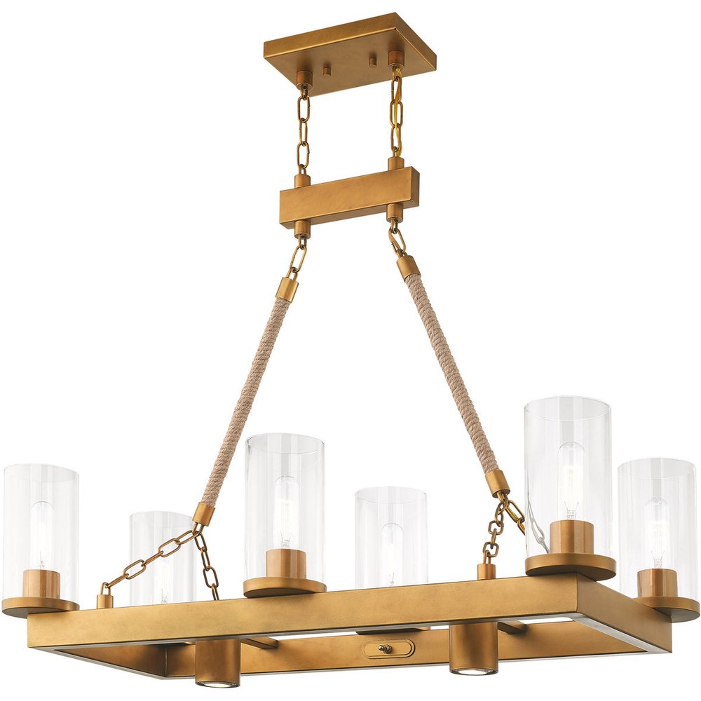 Eight Light Dimmable Chandelier With Shades