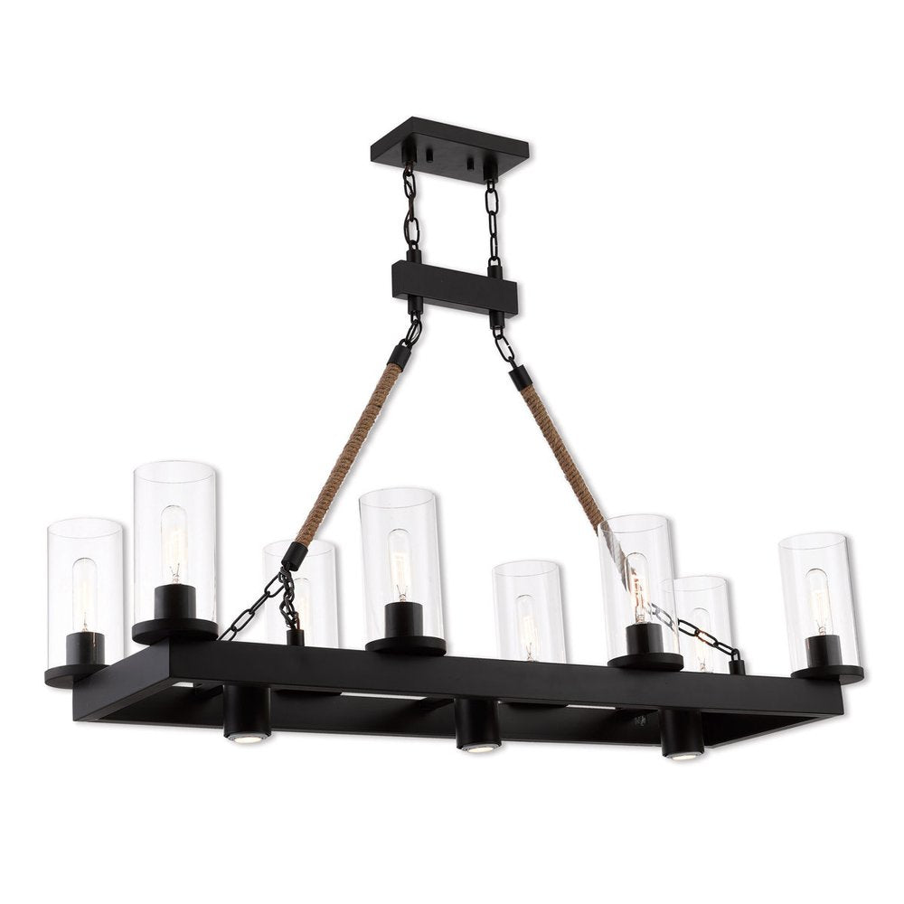 Bronze Eleven Light Dimmable Chandelier With Shades