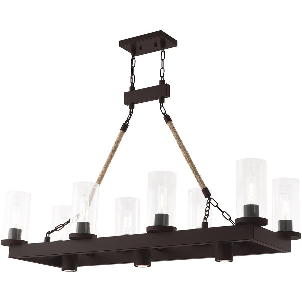 Bronze Eleven Light Dimmable Chandelier With Shades