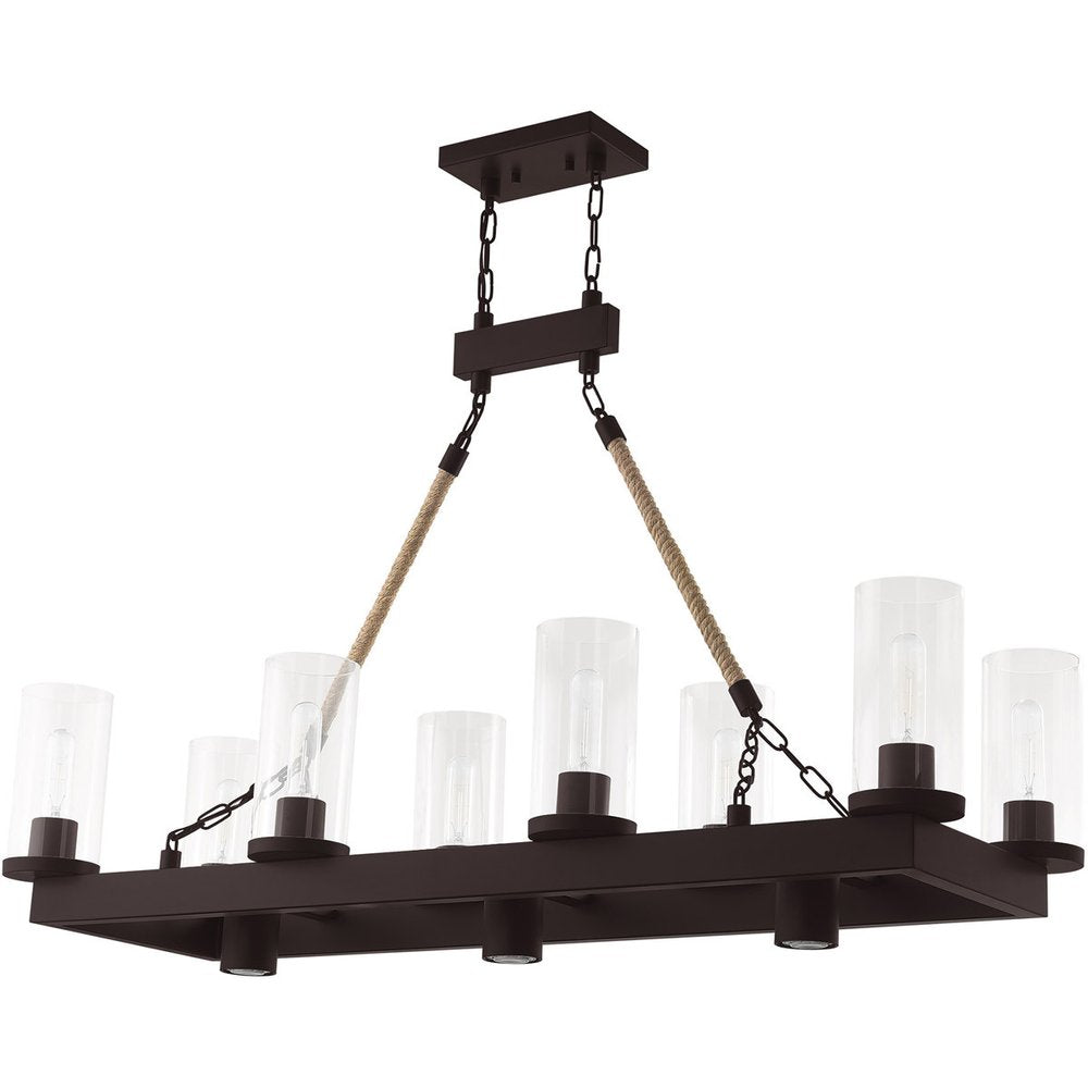 Bronze Eleven Light Dimmable Chandelier With Shades
