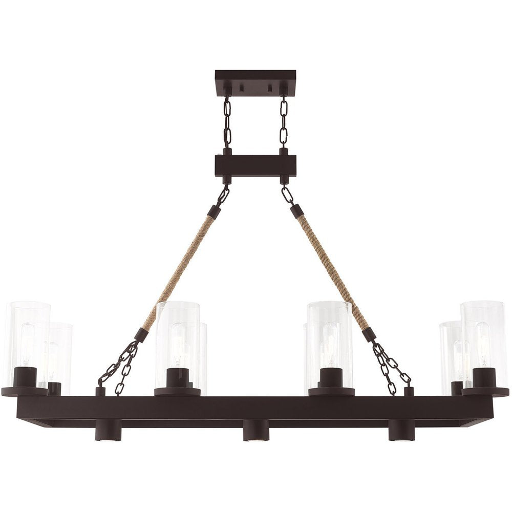 Bronze Eleven Light Dimmable Chandelier With Shades