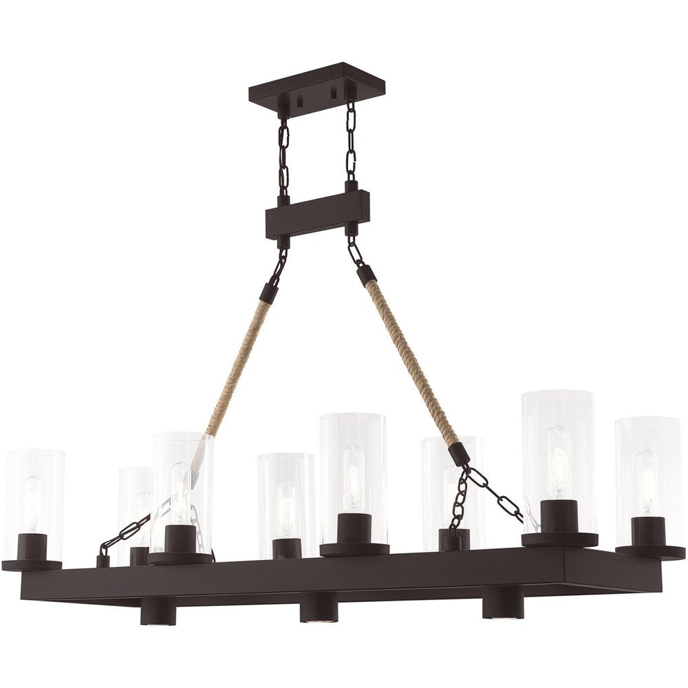 Bronze Eleven Light Dimmable Chandelier With Shades