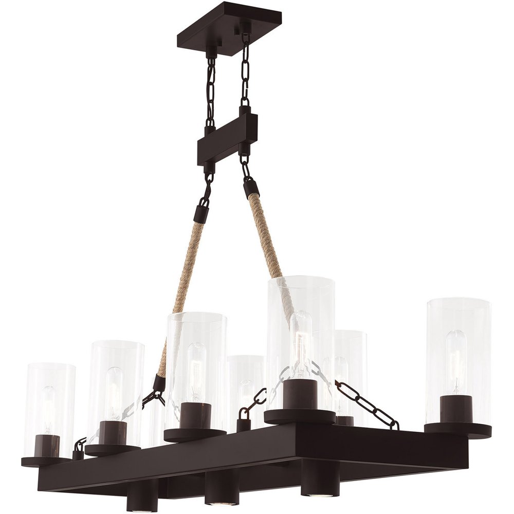 Bronze Eleven Light Dimmable Chandelier With Shades