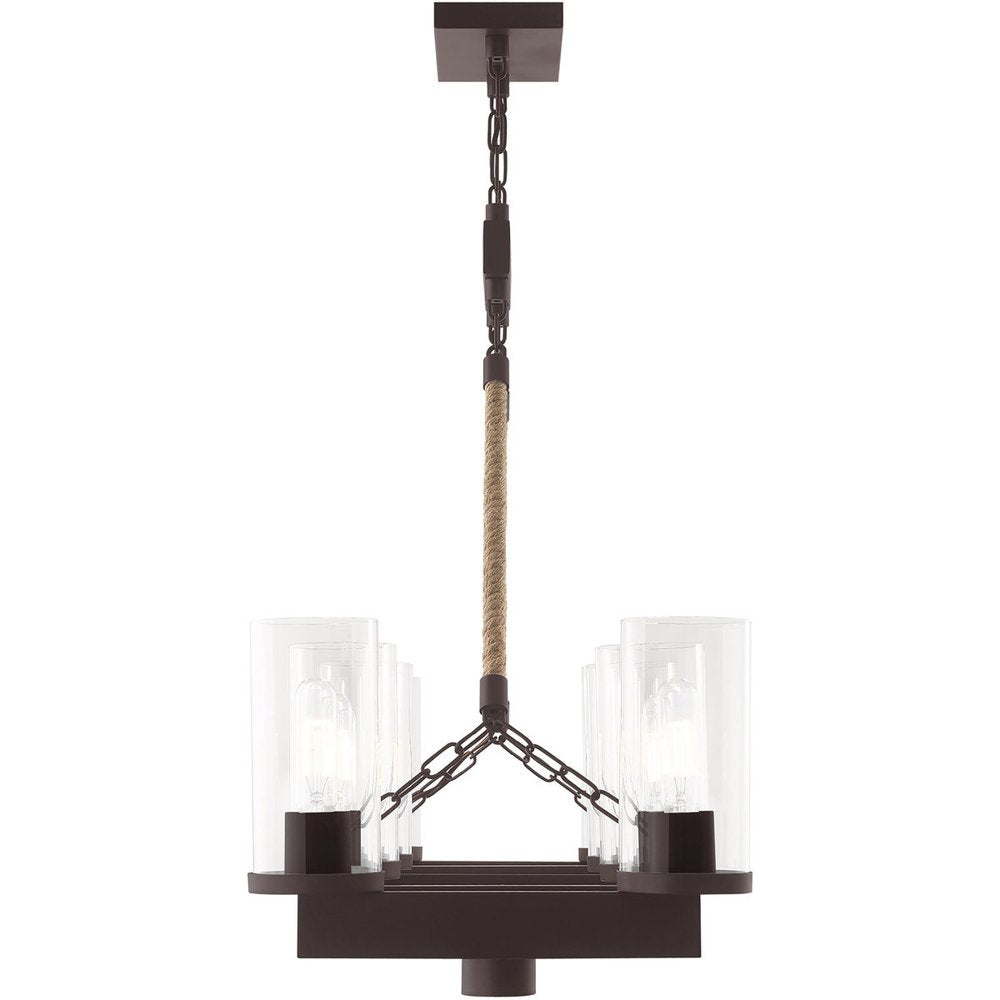 Bronze Eleven Light Dimmable Chandelier With Shades