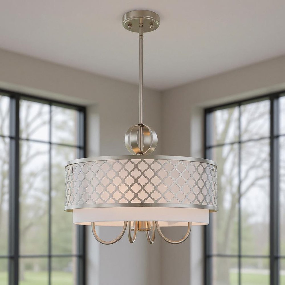 Five Light Dimmable Chandelier With Shades