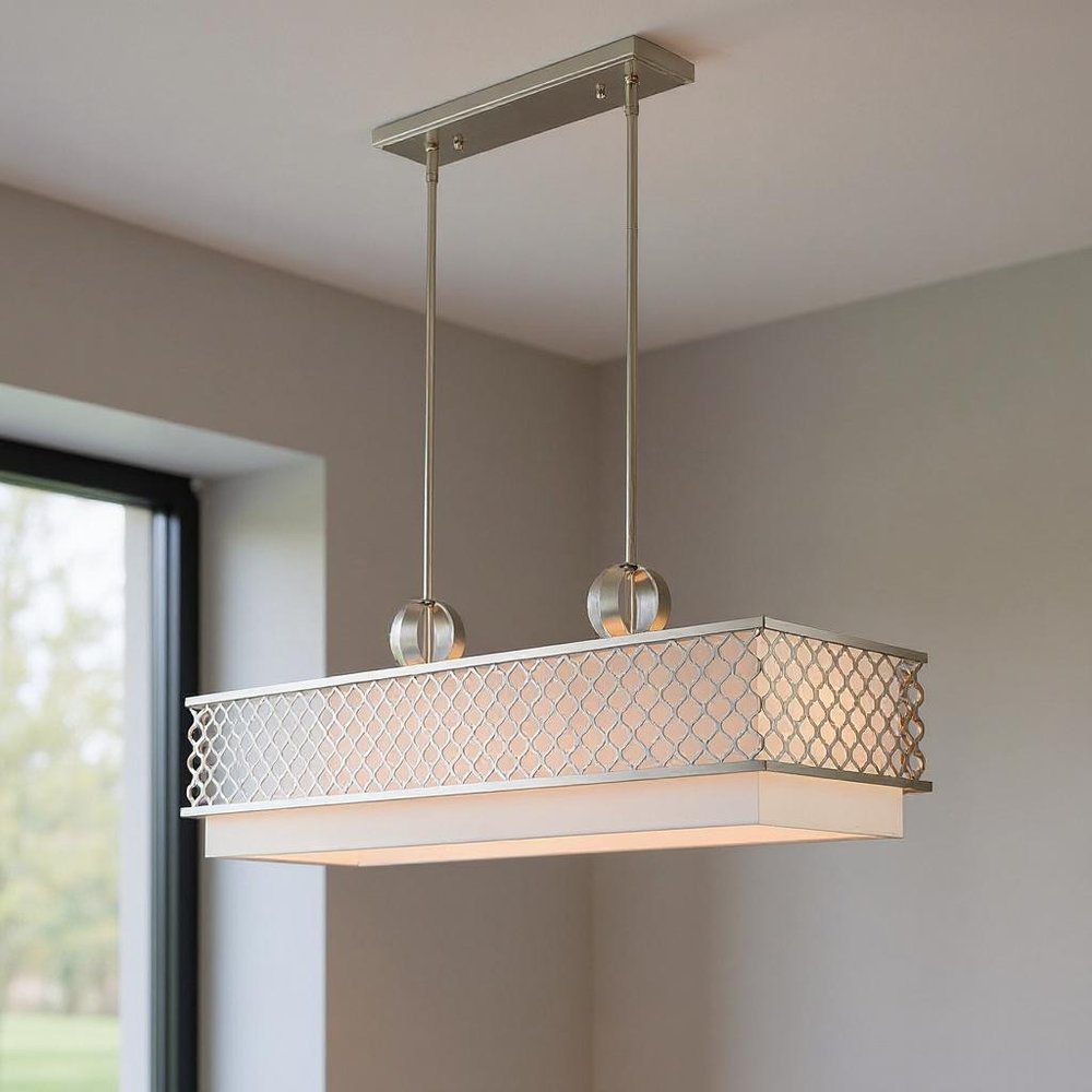 Nickel Nine Light Metal Dimmable Chandelier With Shades
