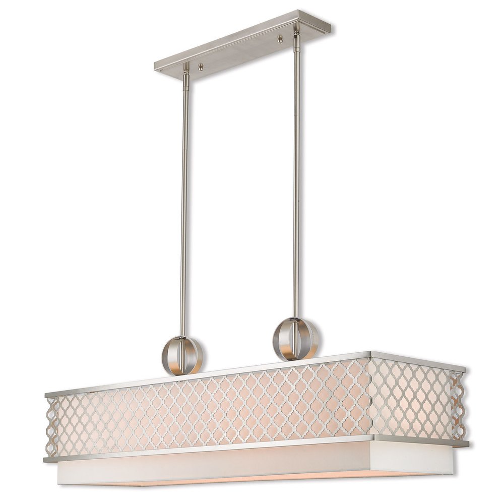 Nickel Nine Light Metal Dimmable Chandelier With Shades