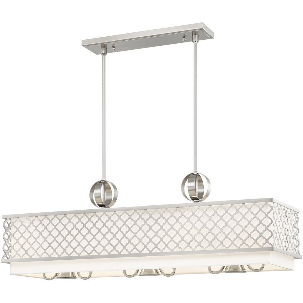 Nickel Nine Light Metal Dimmable Chandelier With Shades