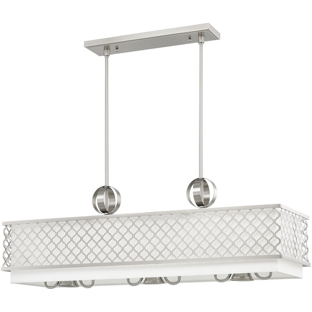 Nickel Nine Light Metal Dimmable Chandelier With Shades