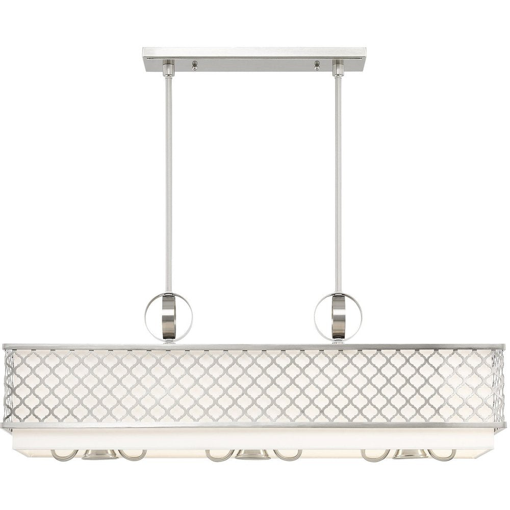 Nickel Nine Light Metal Dimmable Chandelier With Shades