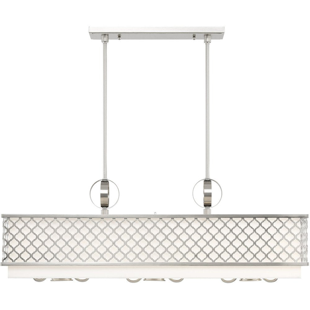 Nickel Nine Light Metal Dimmable Chandelier With Shades