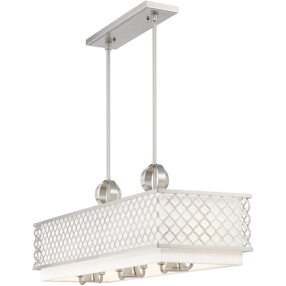 Nickel Nine Light Metal Dimmable Chandelier With Shades