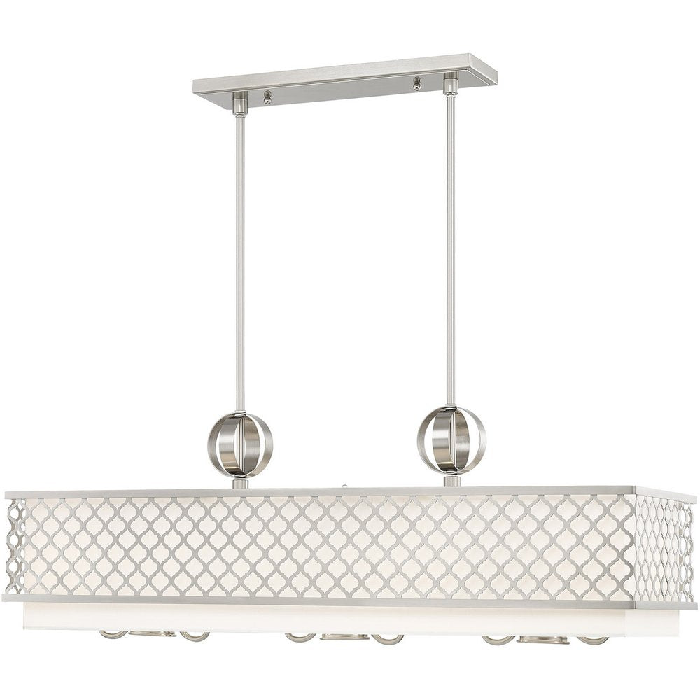 Nickel Nine Light Metal Dimmable Chandelier With Shades