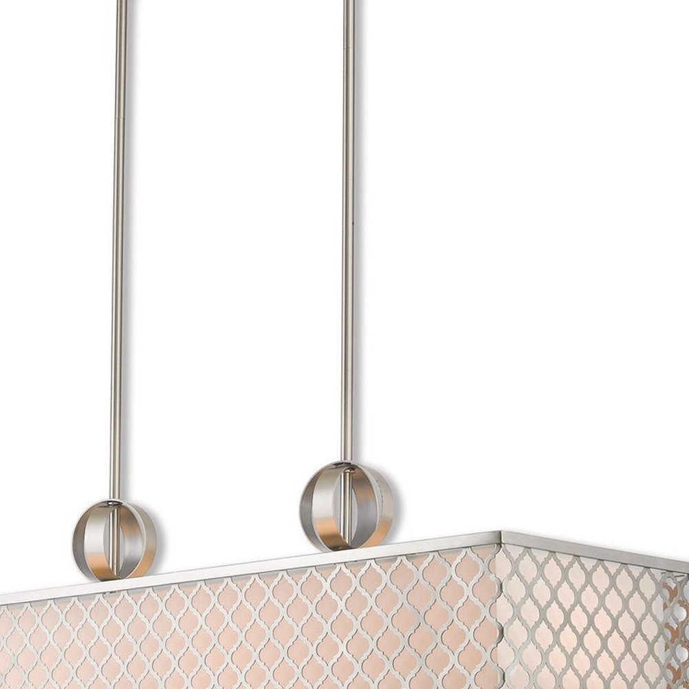 Nickel Nine Light Metal Dimmable Chandelier With Shades