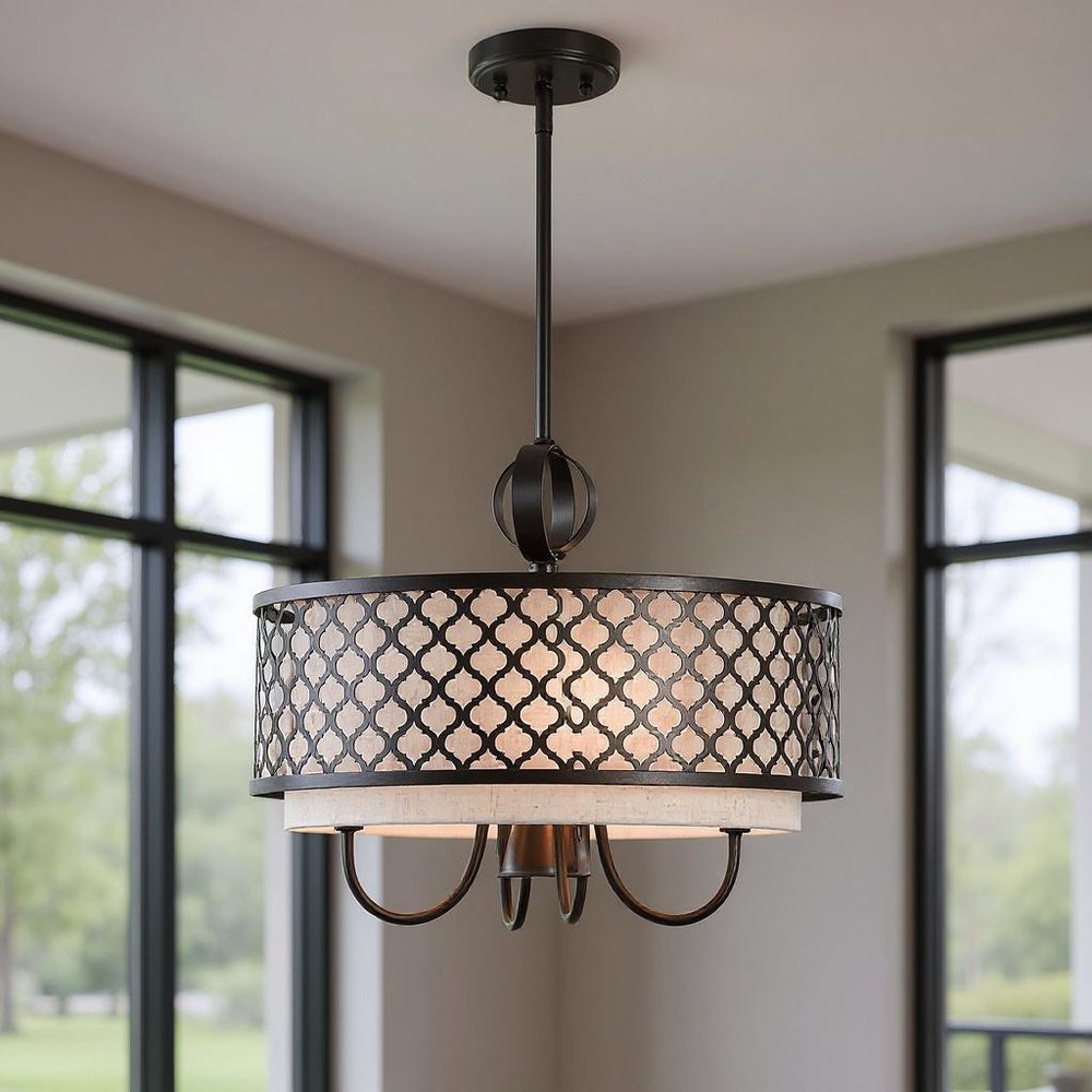 Five Light Dimmable Chandelier With Shades